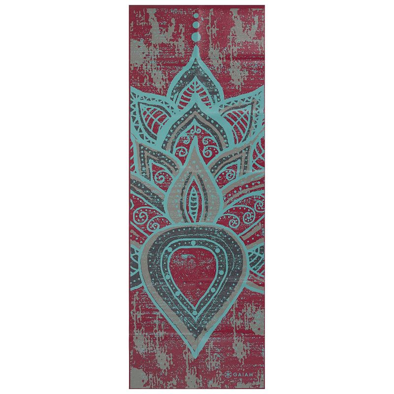 Gaiam Printed Foldable Yoga Mat - Maroon (2mm)