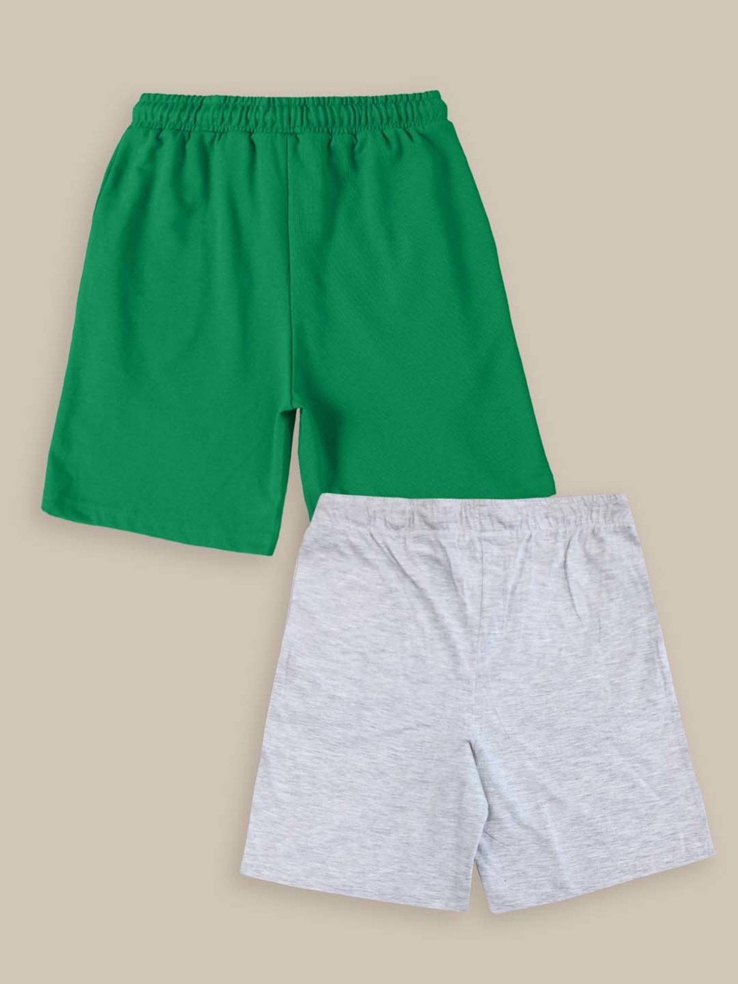 Kidsville Green & Grey Printed Shorts
