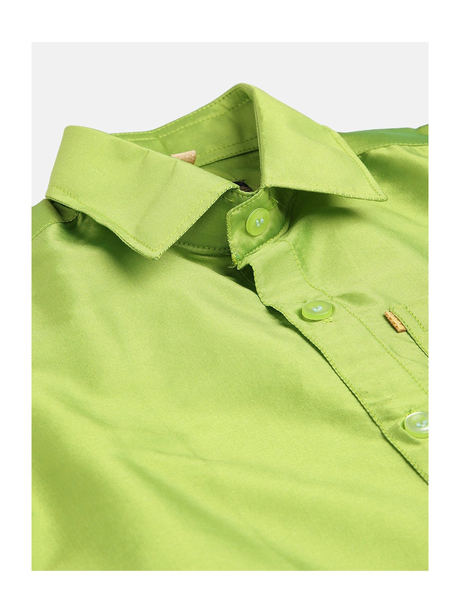 THANGAMAGAN Kids Light Green Solid Shirt
