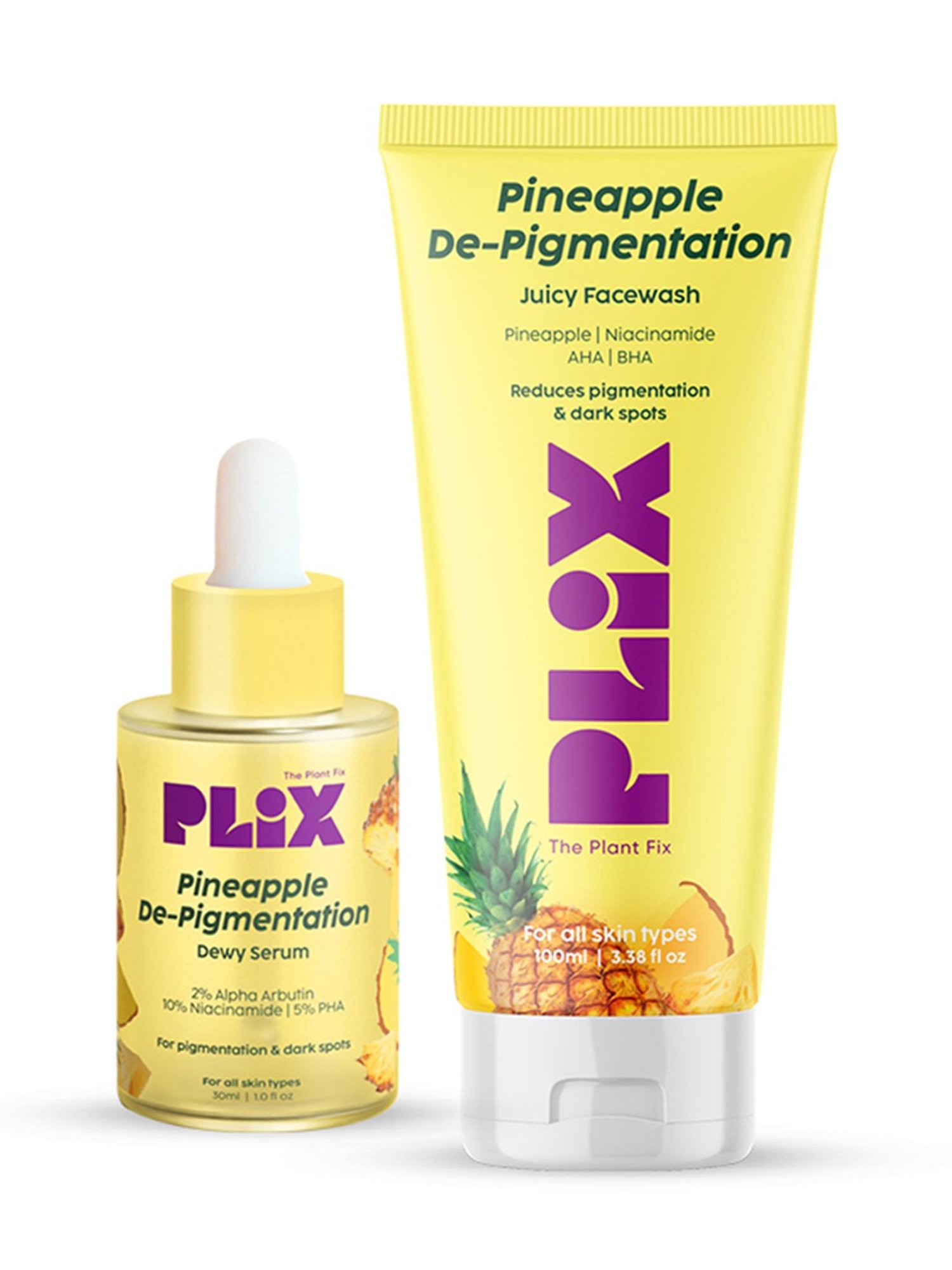 PLIX THE PLANT FIX Pineapple De-Pigmentation Dewy Serum & Juicy Facewash Combo
