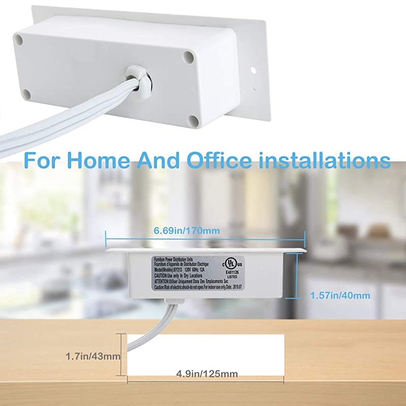Recessed Power Strip Recessed Desk Outlet with 31A Max USB In Conference Desk Recessed Power Outlets Socket Desktop Power Grommet with 656ft Power Cord
