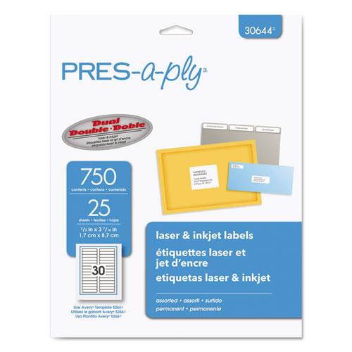 Avery Laser/Inkjet File Folder Labels 2/3 x 3 7/16 White/Assorted Border 750