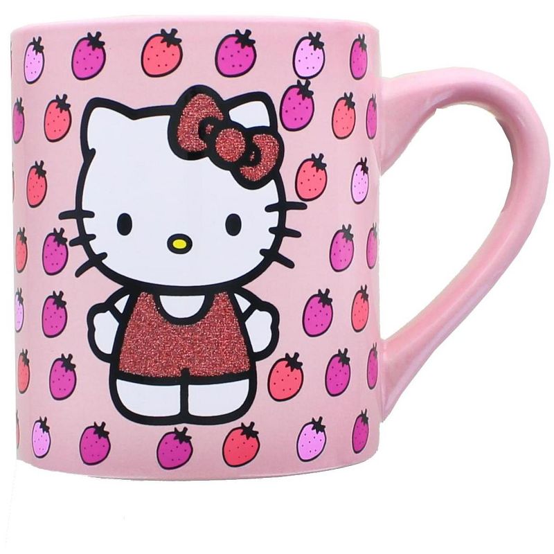 Silver Buffalo Hello Kitty Glitter Strawberry 14oz Ceramic Mug