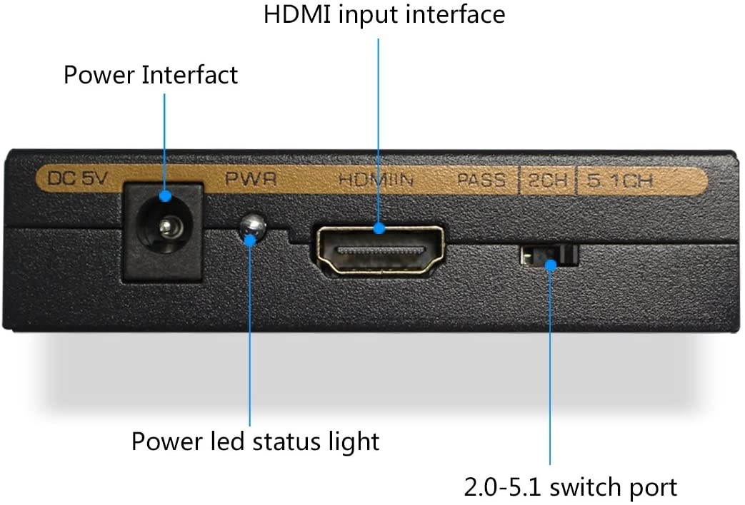 1080P HDMI Audio Extractor HDMI to HDMI + Optical TOSLINK SPDIF + Analog RCA L/R Stereo Audio Video Splitter Converter for Blu-ray Player Xbox PS3 PS4 Support Full HD1080p 3D
