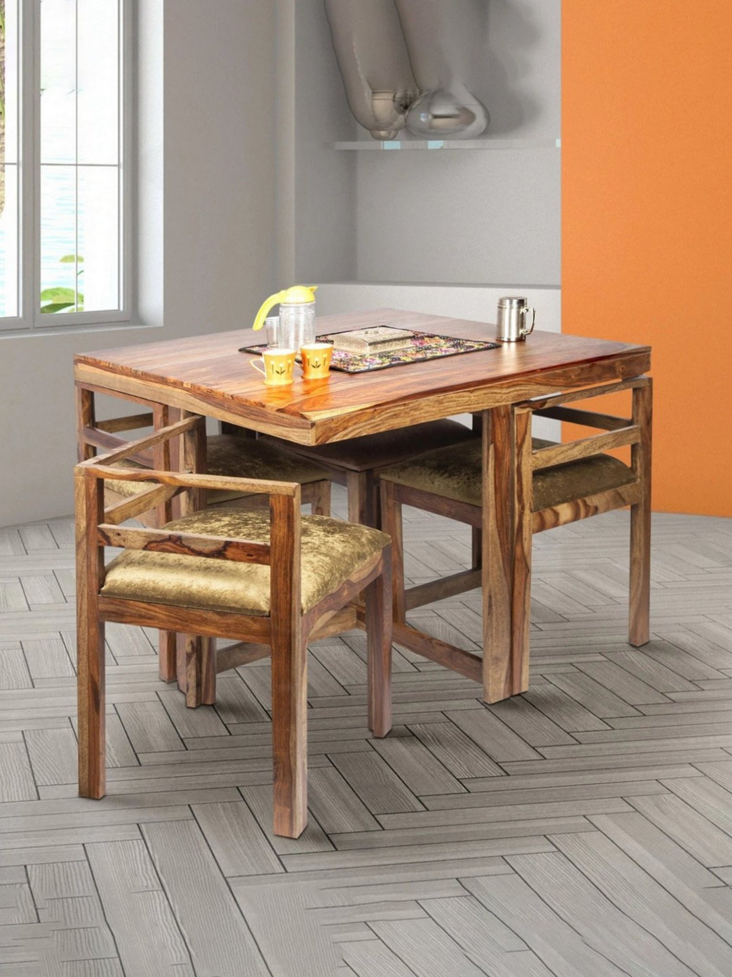 Nilkamal Olivia Brown Solid Wood - Rubberwood 6 Seater Dinning Table set