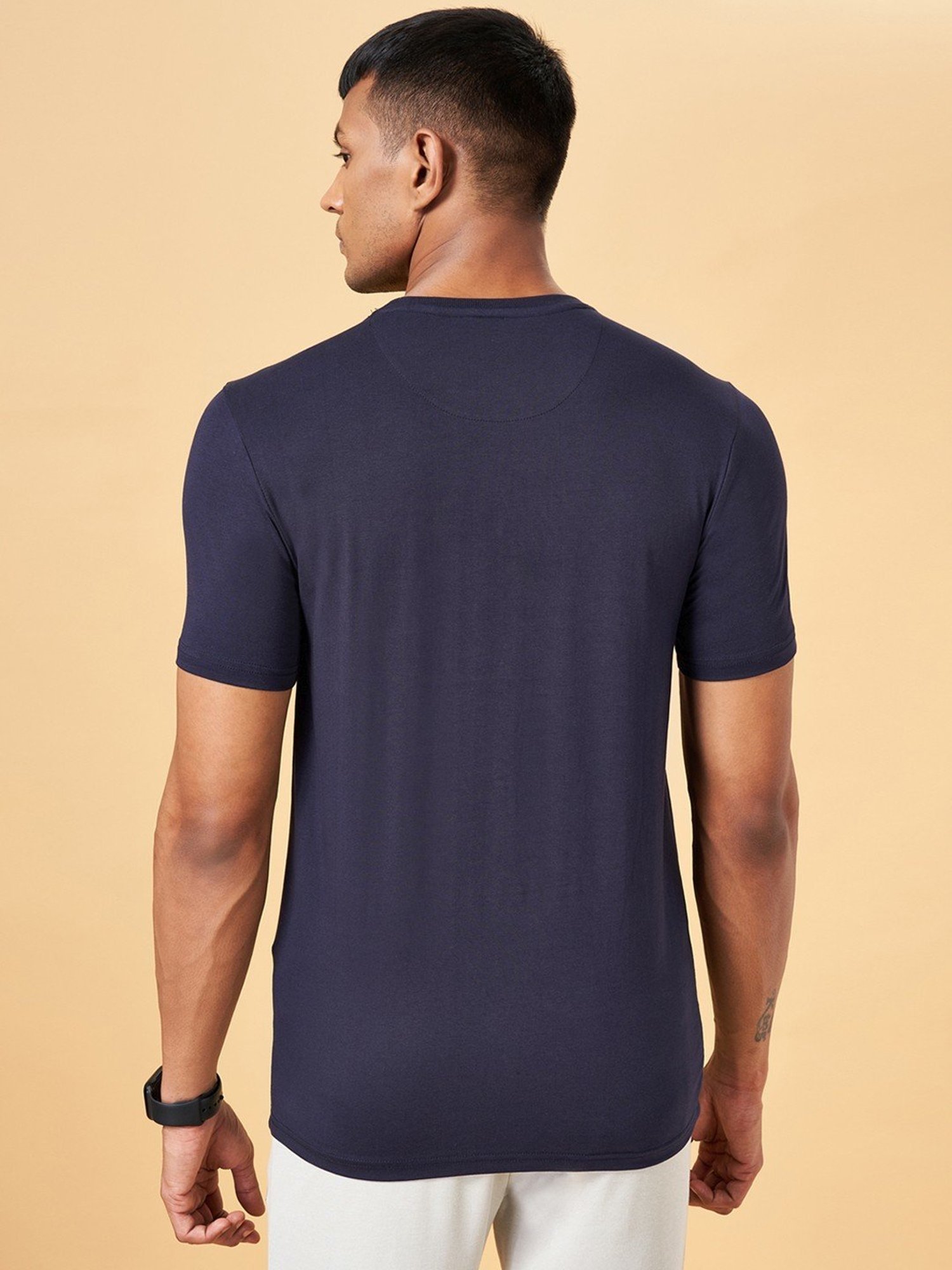 Ajile by Pantaloons Navy Slim Fit Printed T-Shirt