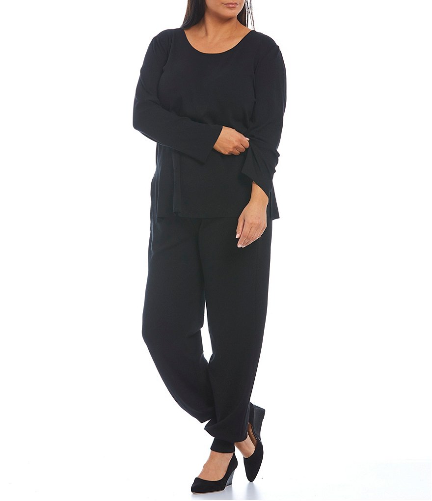 Democracy Plus Size Floral Print 3/4 Puff Sleeve V-Neck Knit Top