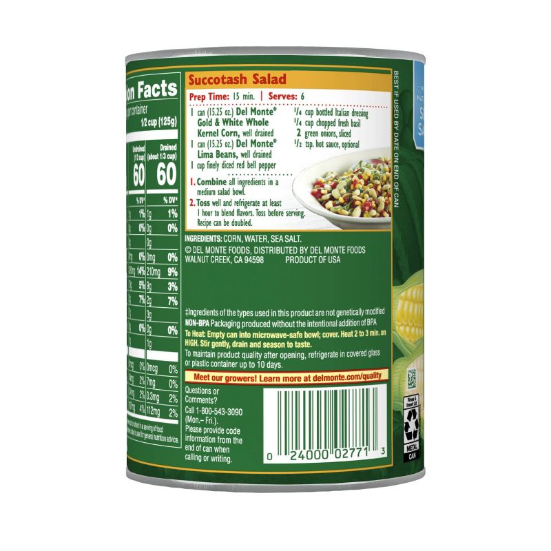 Del Monte Fresh Cut Whole Kernel Sweet Gold & White Corn 15.25oz