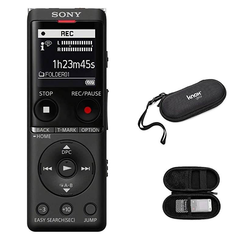 ICDUX570 Slim Design Digital Voice Recorder Black with Knox Gear Case Bundle