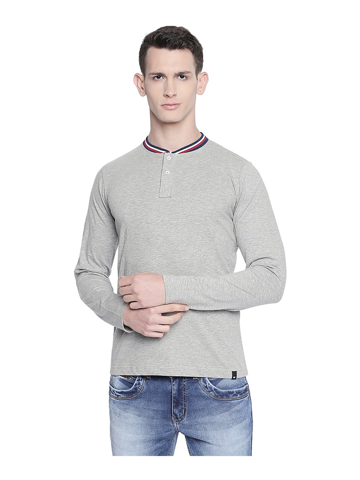 Basics Grey Henley T-Shirt