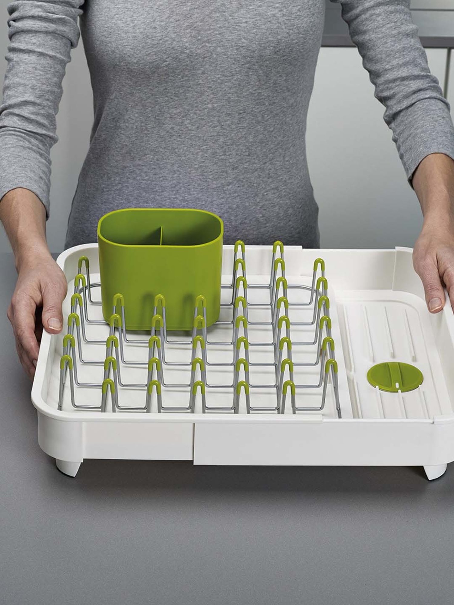 Joseph Joseph White & Green Plastic 36.5 cm Expandable Dish Rack - Set of 1