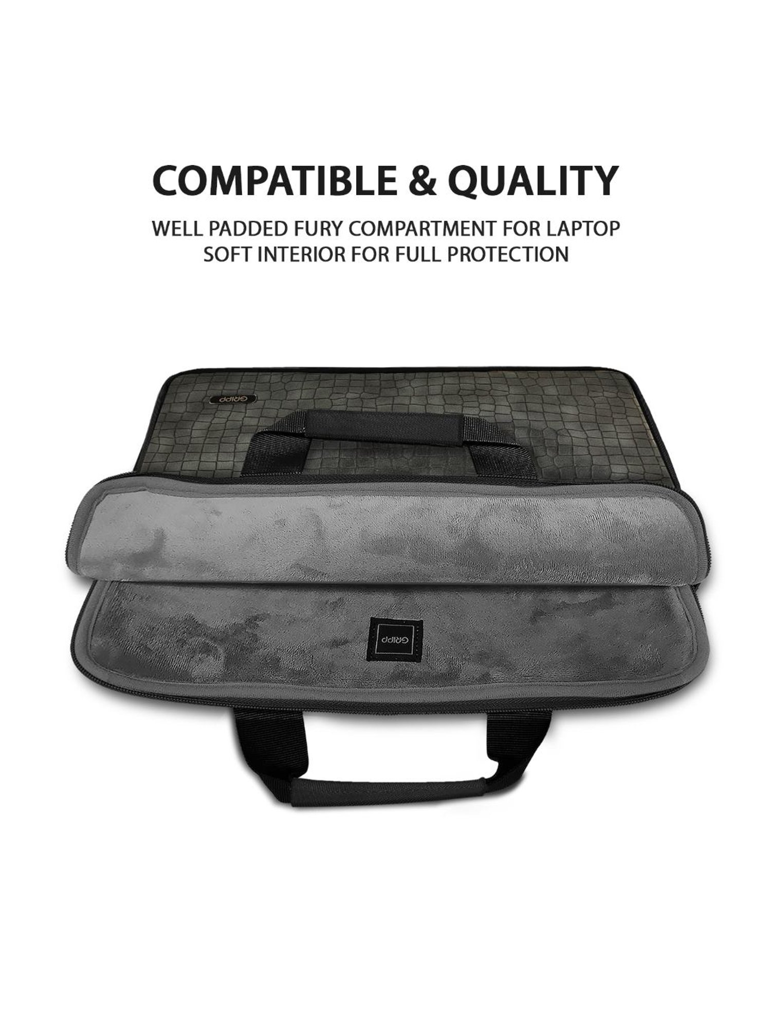Gripp Croc Compact Fleet Executive Business Laptop & Tablet Bag For Macbook 13.3 & 14(Black & Green)