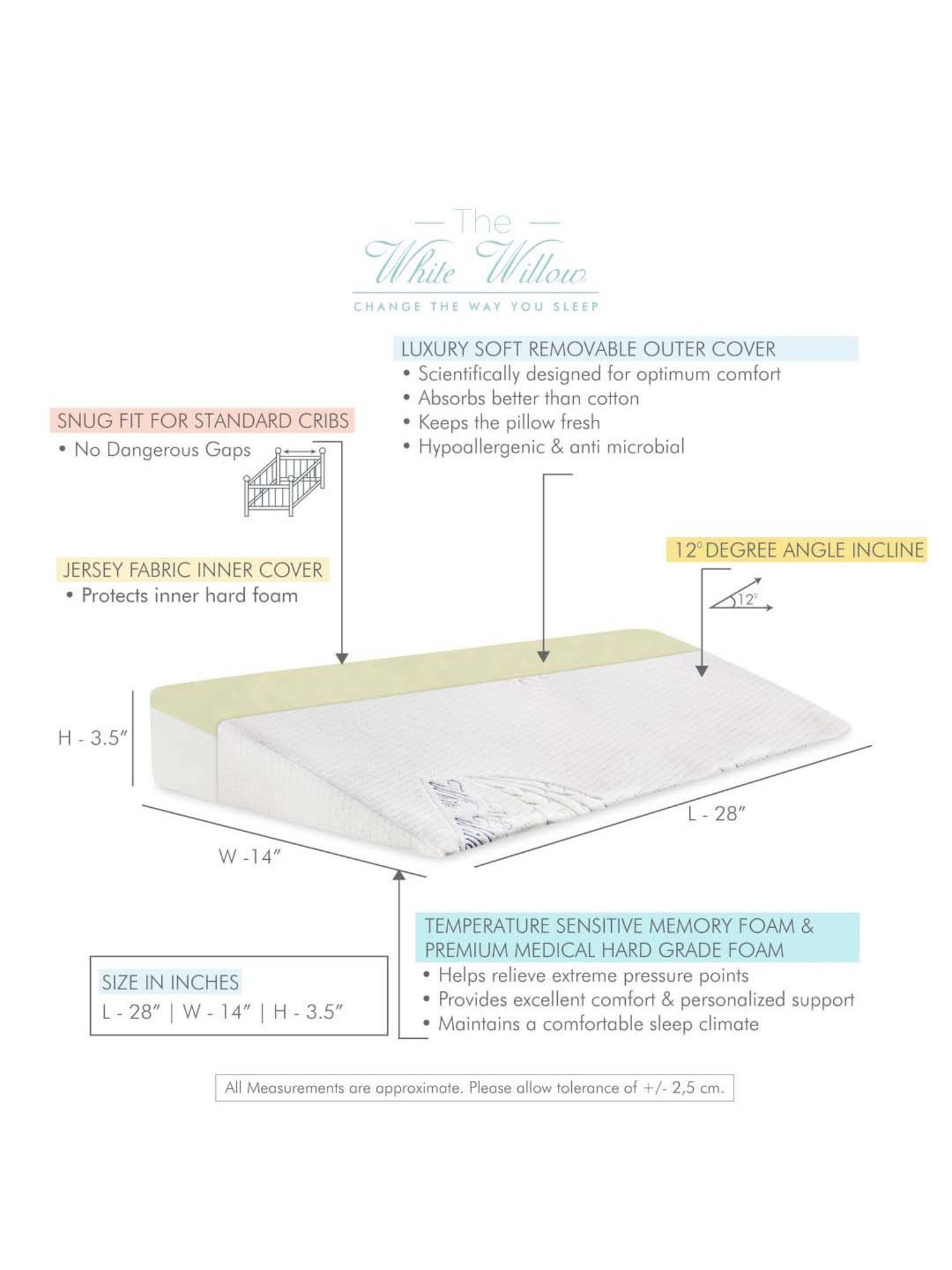 The White Willow White Full Wedge Pillow - Set of 1