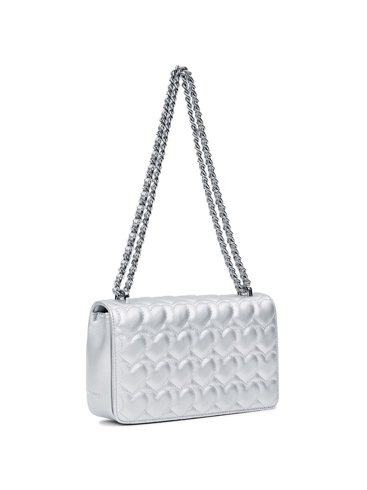 Miraggio Desire Silver Faux Leather Quilted Sling Handbag