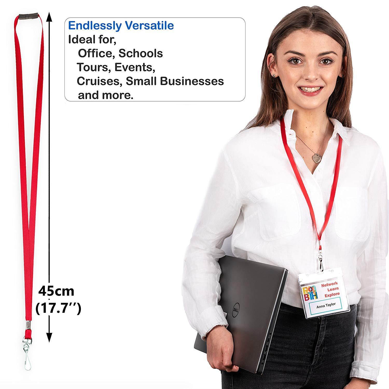Durably Woven Lanyards with Safety Breakaway ~Premium Quality, Smoothly Finished for Skin-Friendly Comfort~ for Moms, Teachers, Tours, Events, Cruises & More (25 Pack, red) by Stationery King