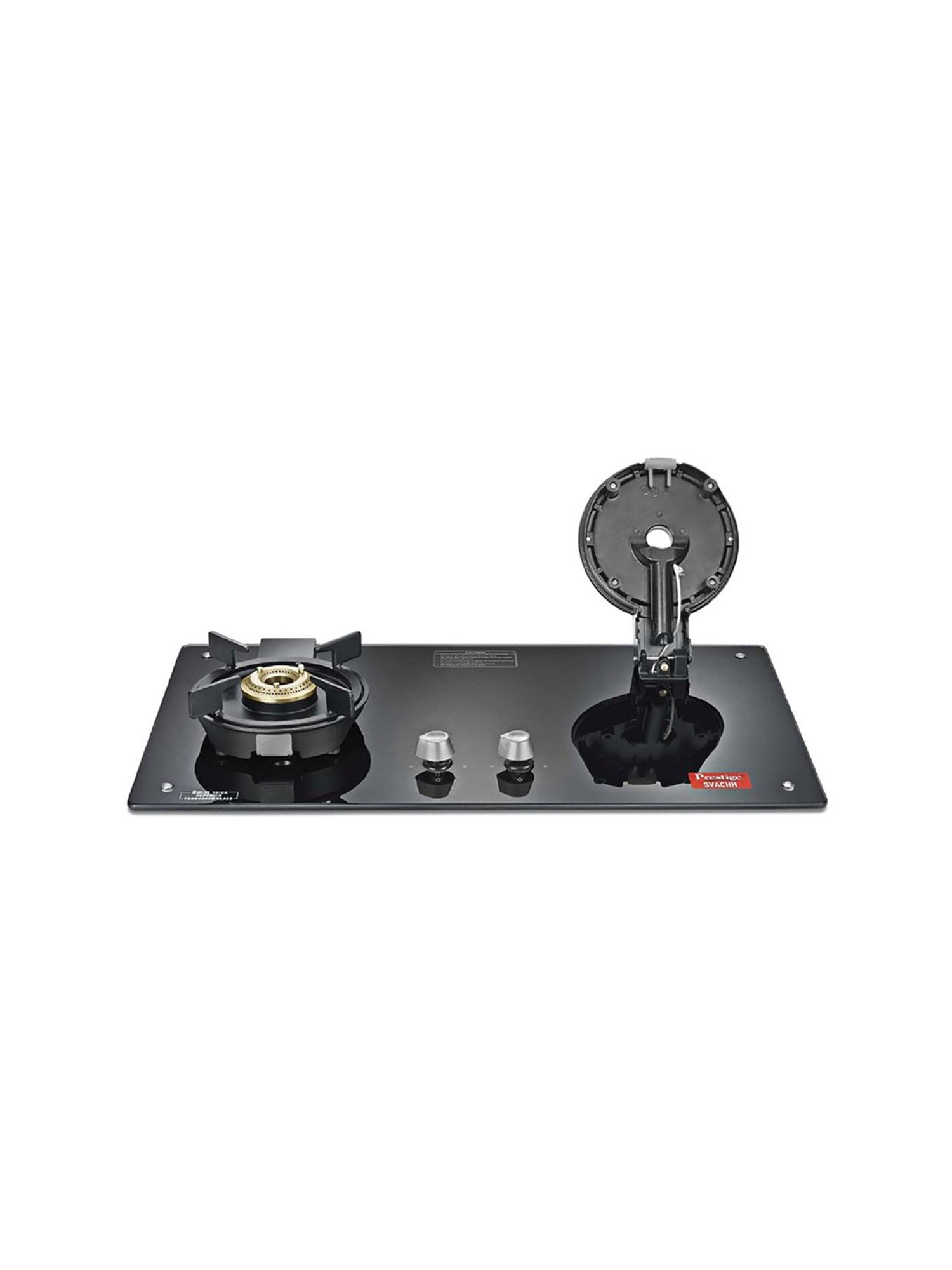 Prestige Svachh Hob PSVH 02 AI Black Glass Multi Spark Ignition System Stove With 2 Brass Burners