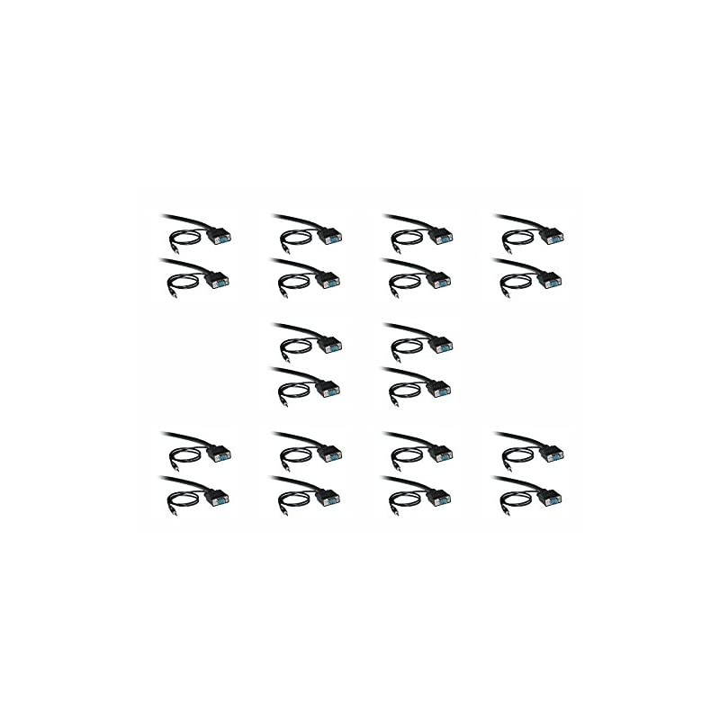 SMonitor Cable with Audio 15 Feet (4.5 Meters) HD15 (Male to Male) with 3.5mm Stereo Audio Monitor Cable 15ft (4.5M) (10 Pack)