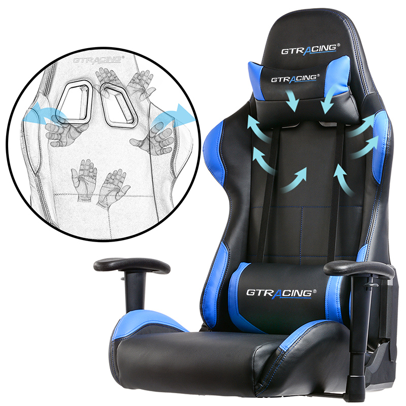 GTRACING Gaming Chair Ergonomic Racing Desk Chair PU Leather High-Back Adjustable Professional E-Sports Chair with Headrest and Lumbar Pillows GTBEE Series