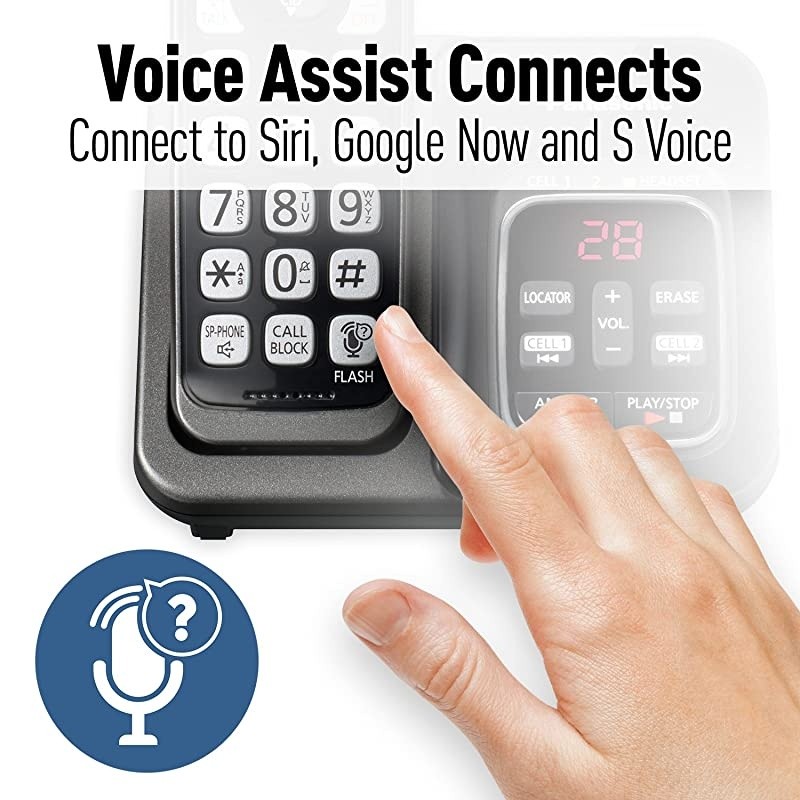 Expandable Cordless Phone System with Link2Cell Bluetooth, Voice Assistant, Answering Machine and Call Blocking - 4 Cordless Handsets - KX-TGD564M (Metallic Black)