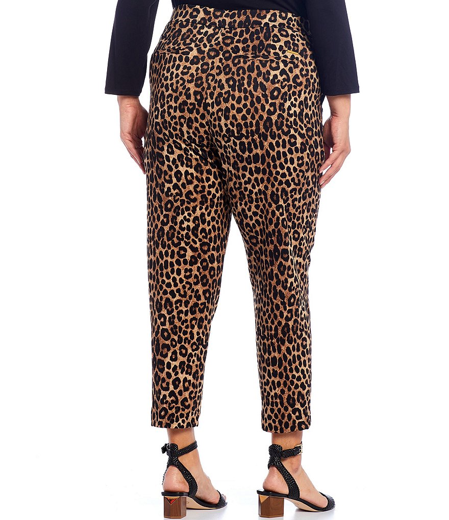 MICHAEL Michael Kors Plus Size Cheetah Print Ponte Knit Pull-On Slim Leg Ankle Pants