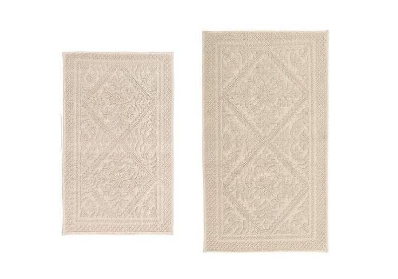 2pc Jacquard Collection 100% Cotton Bath Rug Set Beige - Better Trends