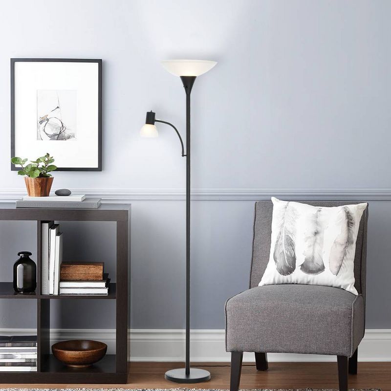 71" 3-way Reading Light Floor Lamp Black - Cresswell Lighting