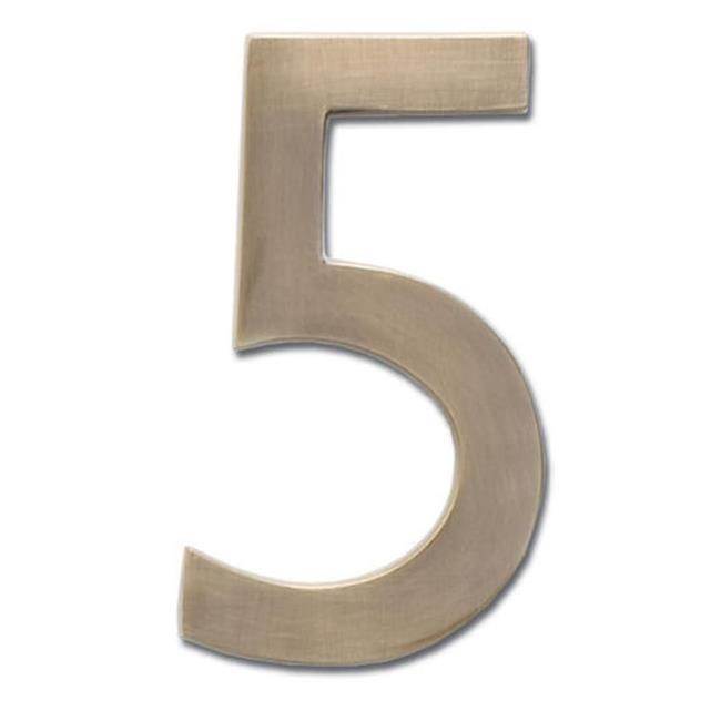 Architectural Mailboxes 3585AB-5 Solid Cast Brass 5 in. Antique Brass Floating House Number 5