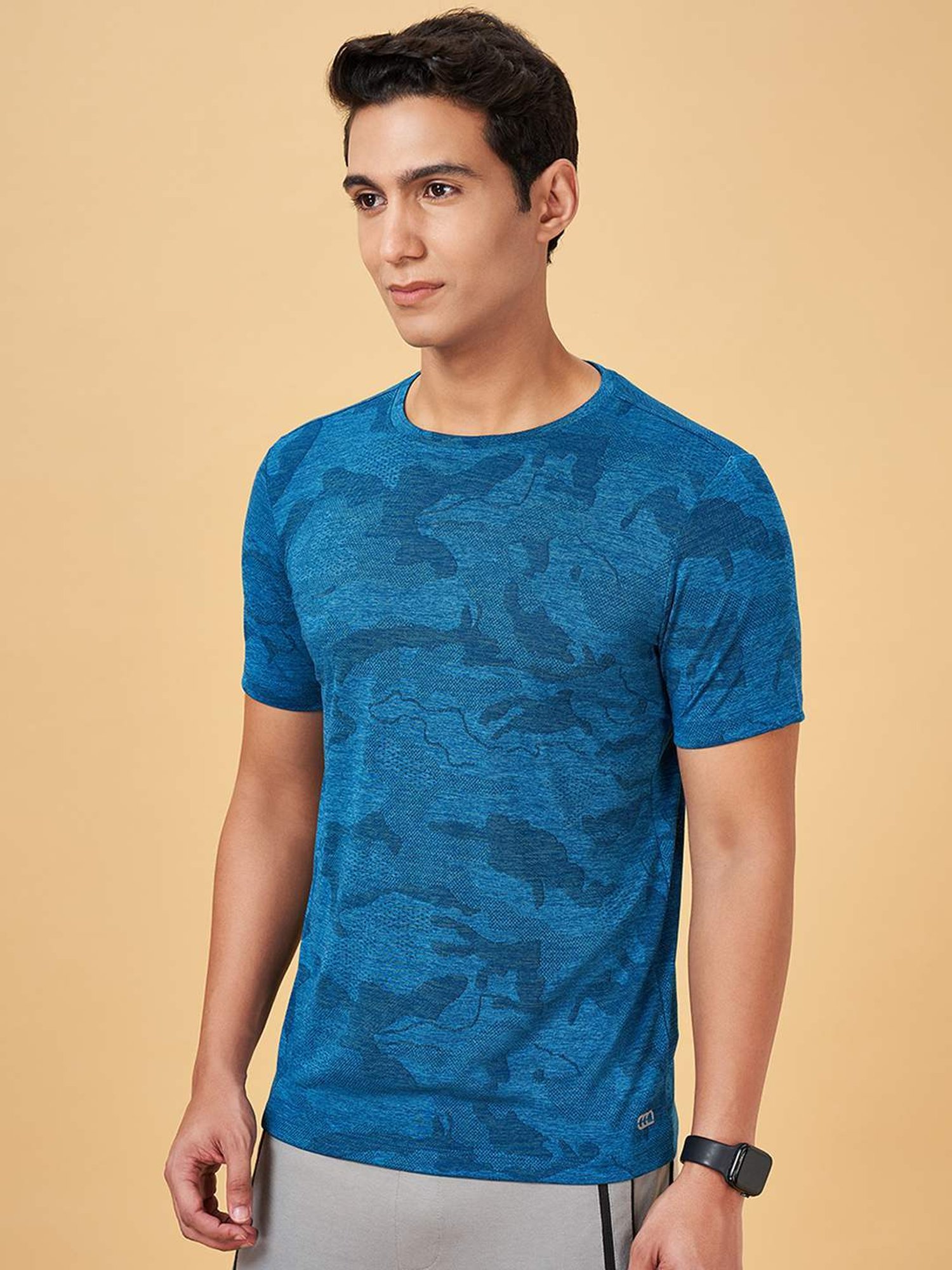 Ajile By Pantaloons Teal Slim Fit Printed T-Shirt