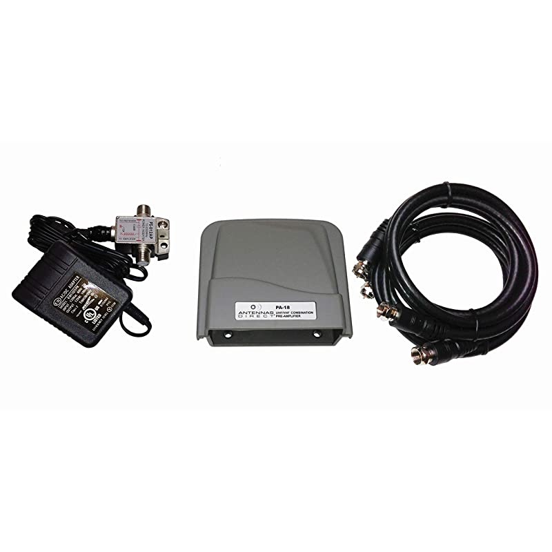 PA18 Ultra LowNoise Preamplifier 4K Ready Rural Areas Cable Runs Over 100 ft Indoor Attic Outdoor Highperformance Coaxial Cables Power inserter 12V DC Power Supply PA18 Black Grey Rural Use 18dB Prea