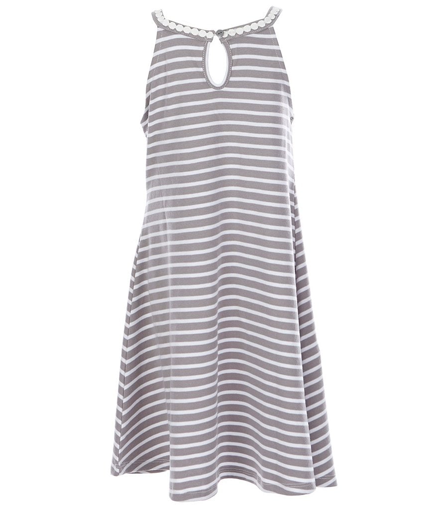 Rare Editions Big Girls 7-16 Short-Sleeve Shrug & Lace-Yoke Striped Shift Dress Set