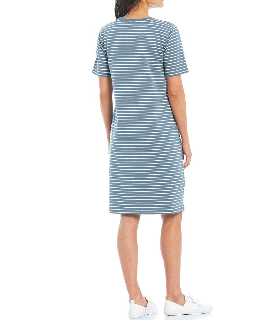 Pendleton Deschutes Short Sleeve Knee Length Striped Tee Dress