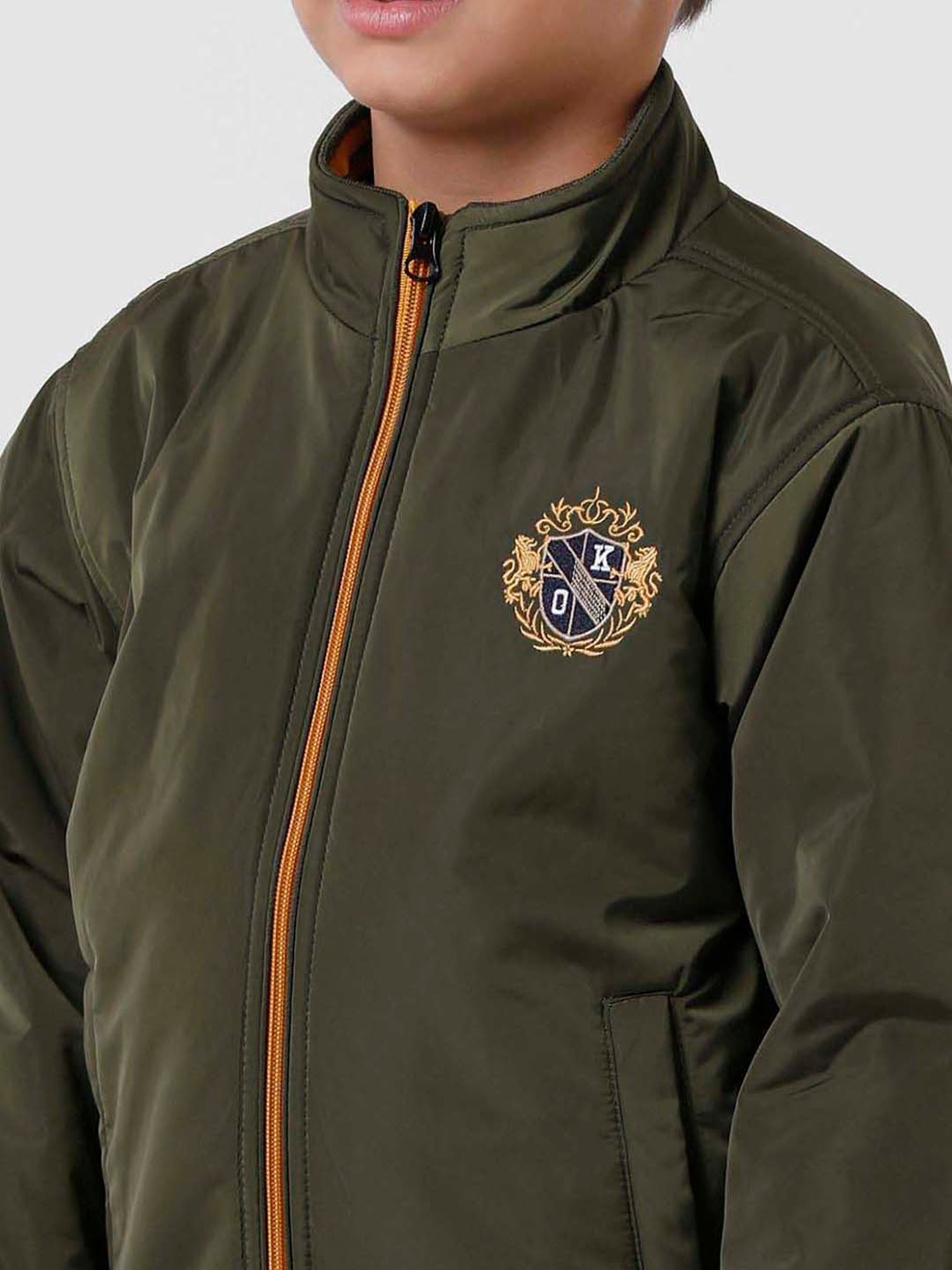 Kate & Oscar Kids Olive Embroidered Full Sleeves Jacket