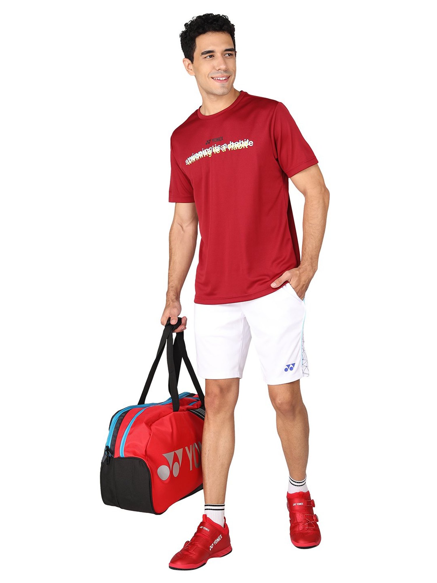 Yonex Red Regular Fit Graphic Print Badminton T-Shirt