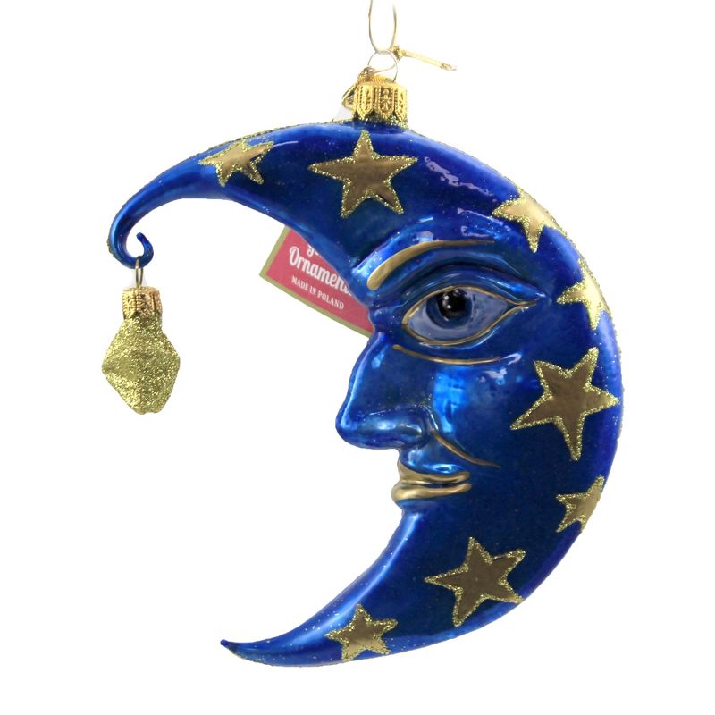 Morawski 5.25" Blue Man In The Moon & Star Ornament Halloween Crescent  -  Tree Ornaments