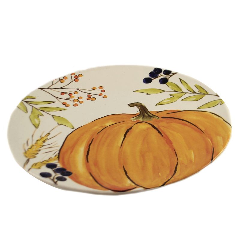 Tabletop 12.0" Thankful Harvest Plate Pumpkin Thanksgiving Burton & Burton  -  Dining Plates