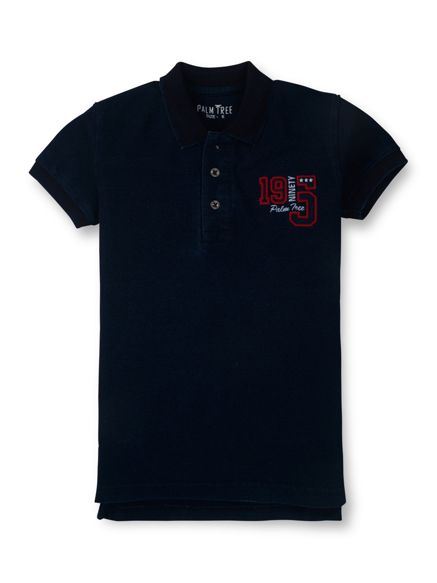 Palm Tree Boys Navy Solid Polo T-Shirt