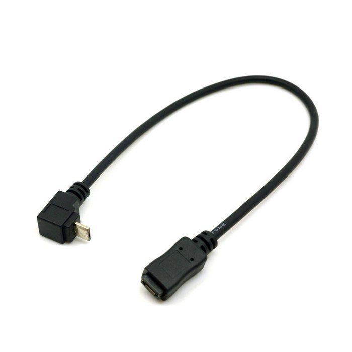 2pcs Up & Down Direction 90 Degree Angled Micro USB 5Pin Male to Female Extension Cable for Cell Phone Tablet 0.25m