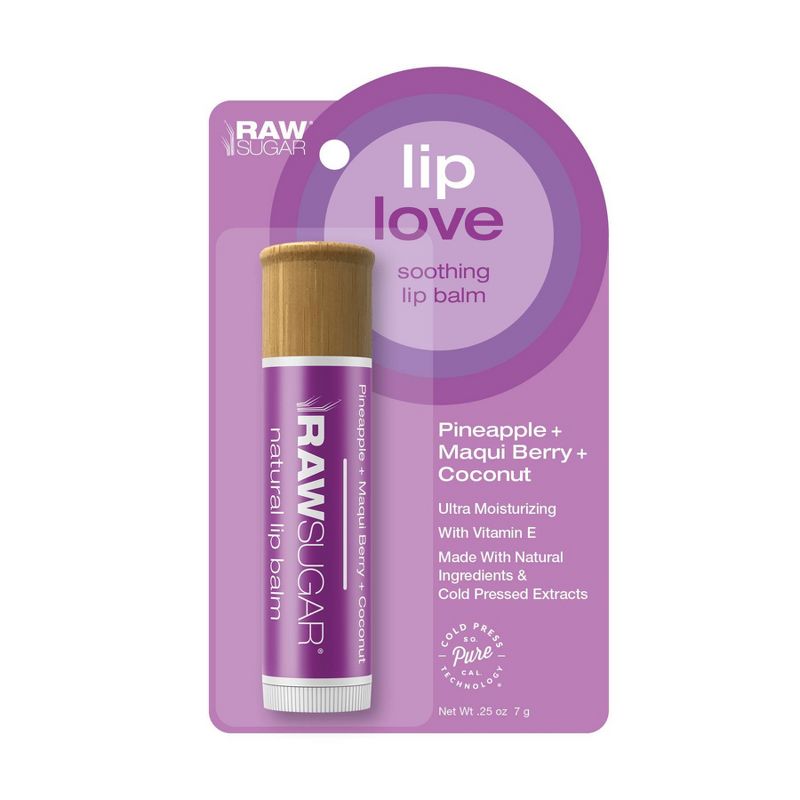 Raw Sugar Organic Lip Balm - Pineapple + Maqui Berry + Coconut - 0.25oz
