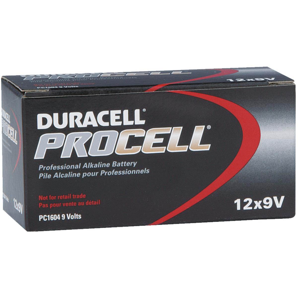 Duracell Procell Alkaline Batteries 9V 12/Box PC1604BKD