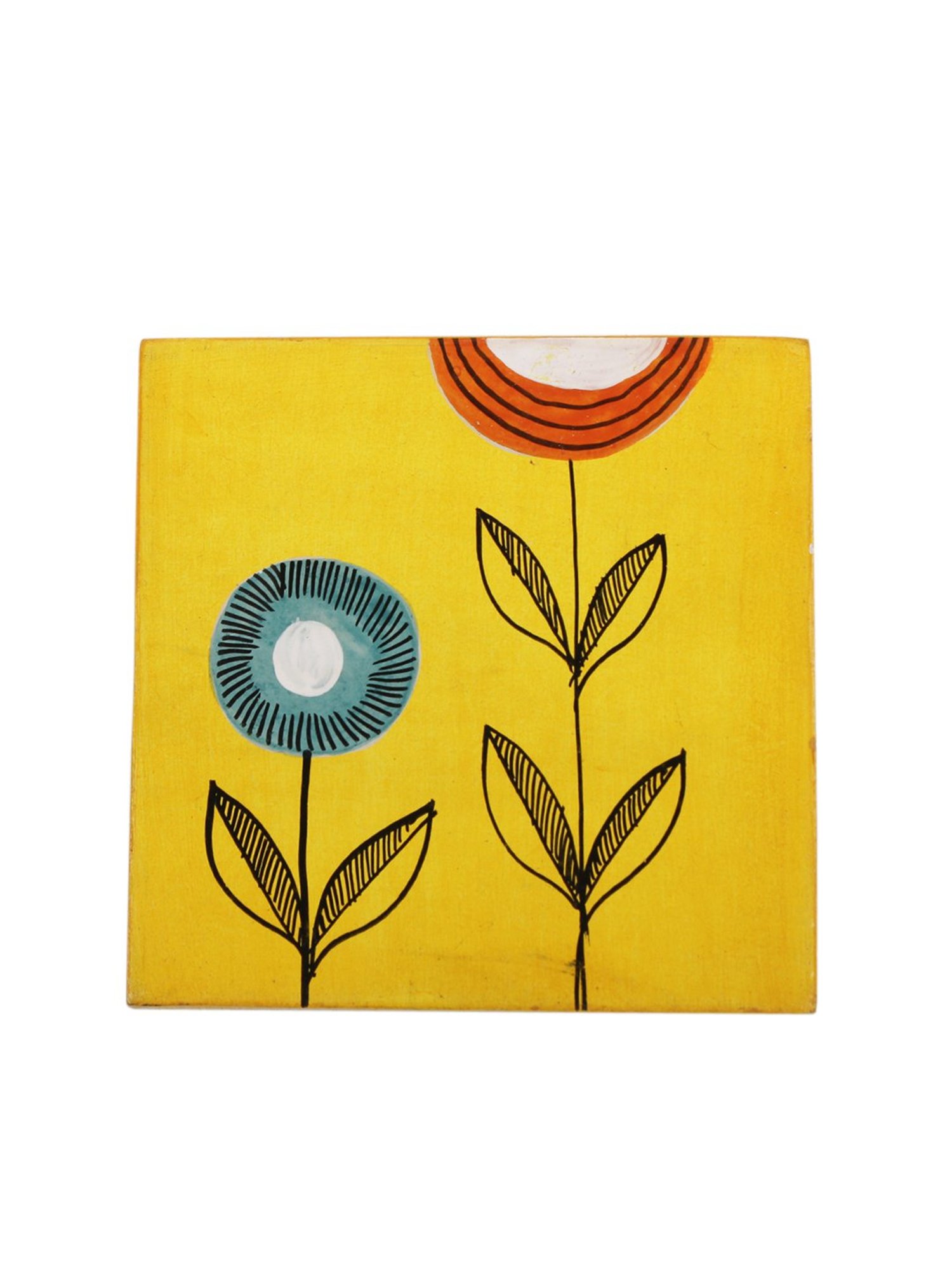 Karo Tapi Printed Multicolor Wood Coasters - Set of 6