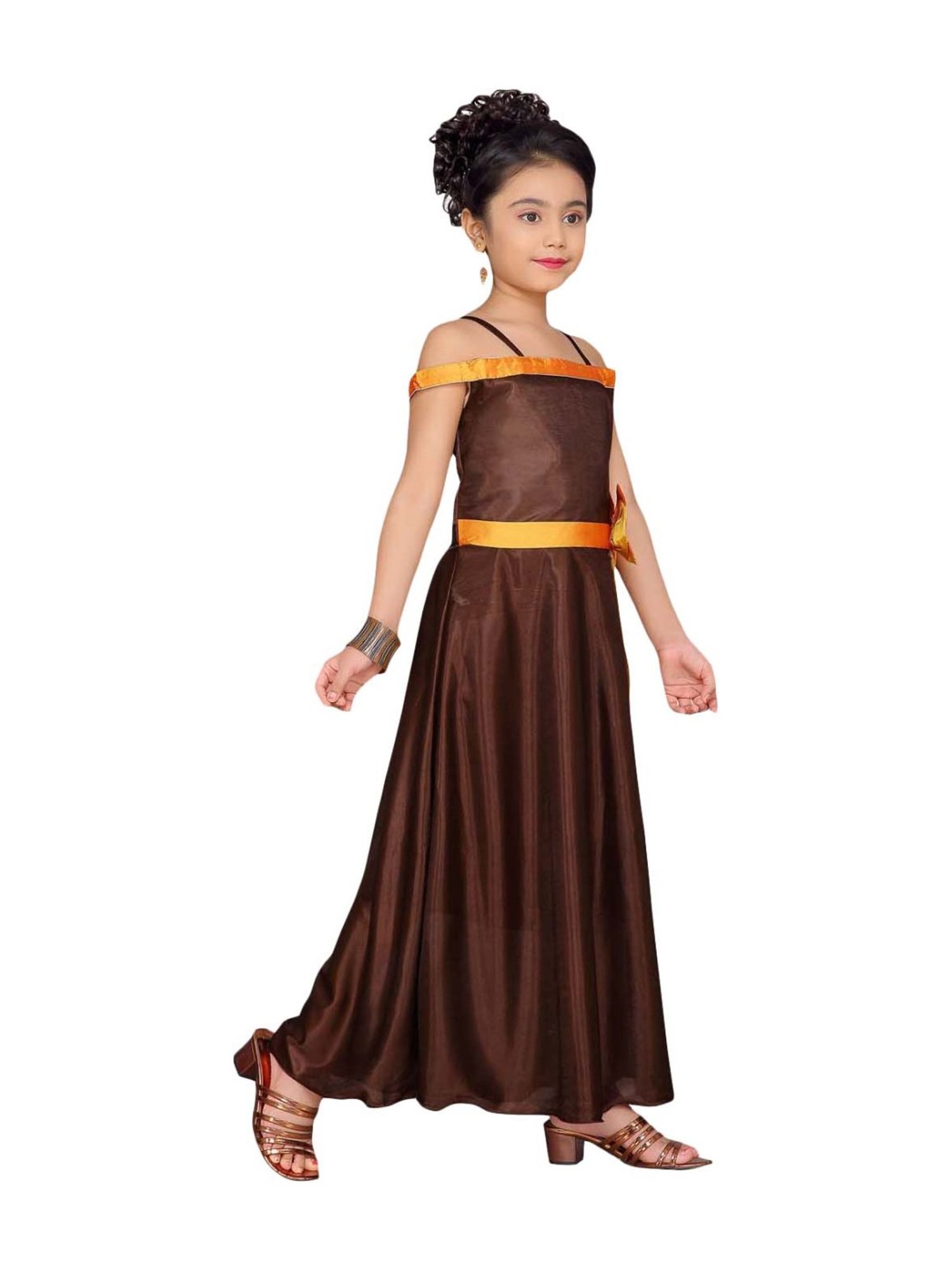 Aarika Kids Coffee Applique Pattern Gown