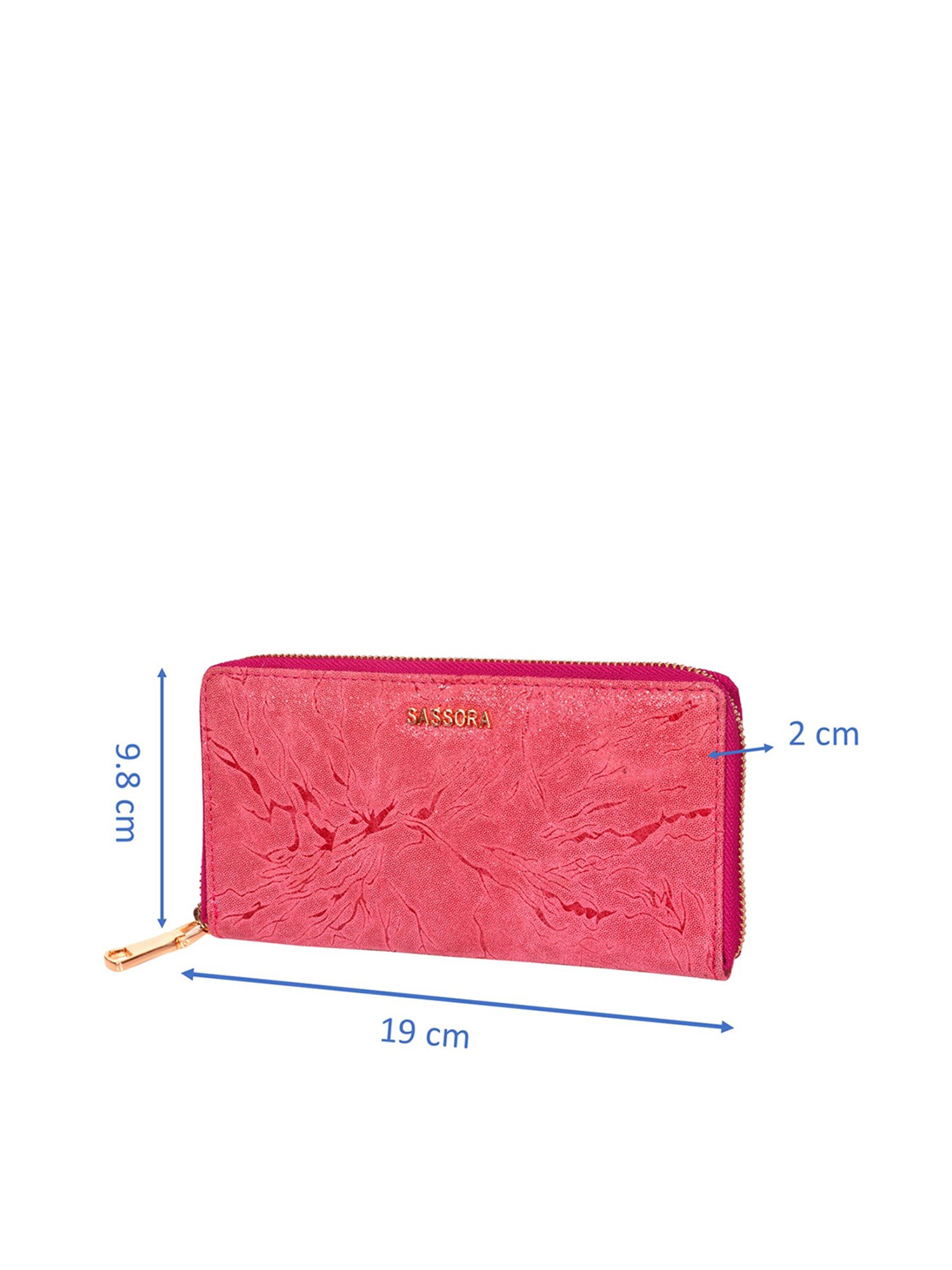 SASSORA Pink Printed Rfid Zip Around Wallet for Women