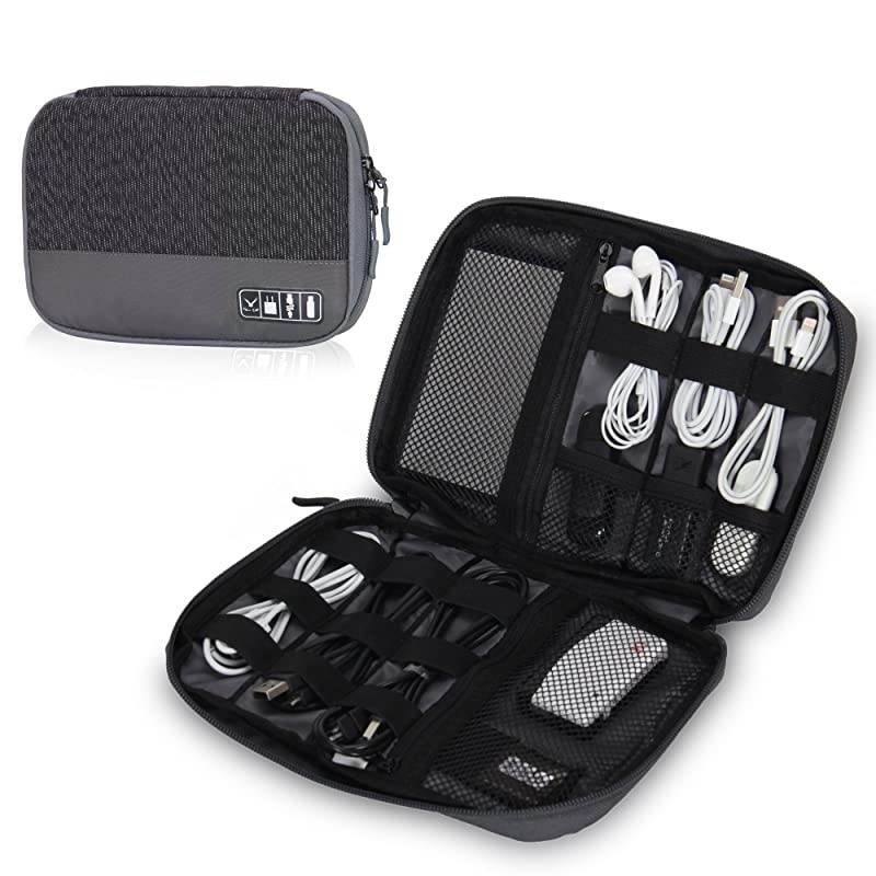 Travel Universal Cable Organizer Electronics Accessories Cases for Various USB Phone Charger and Cable Black Grey