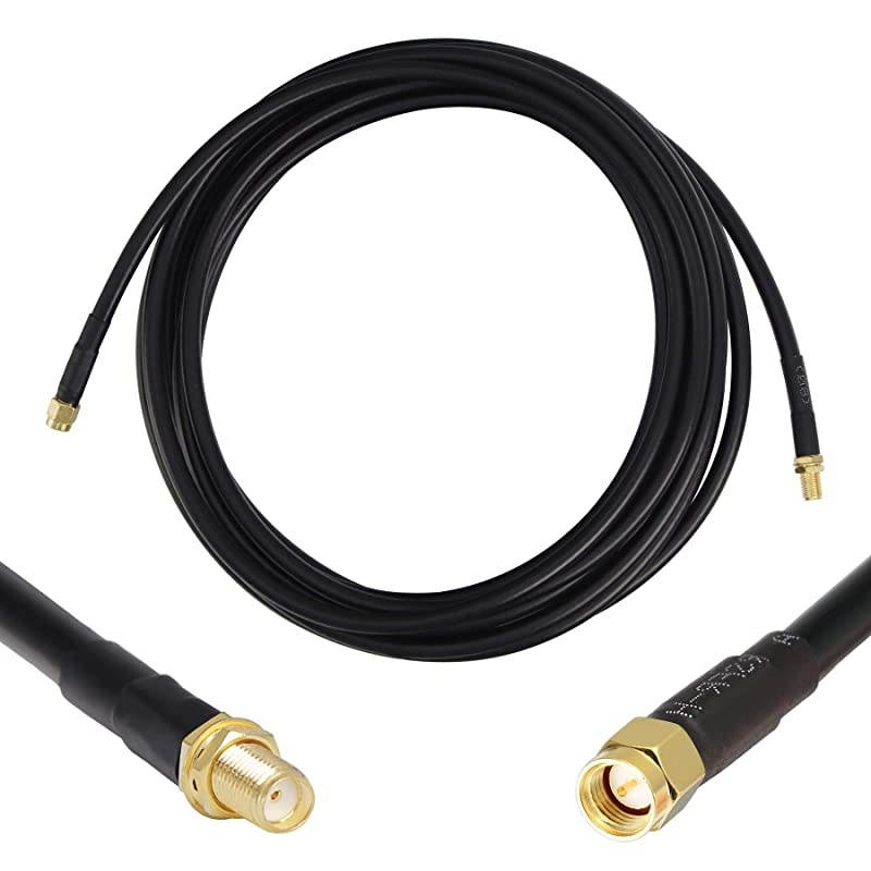 15 ft Low-Loss Coaxial Extension Cable (50 Ohm) SMA Male to SMA Female Connector,  Pure Copper Coax Cables - Antenna Lead Extender for 3G/4G/5G/LTE/ADS-B/Ham/GPS/WiFi/RF Radio Use (Not for TV)