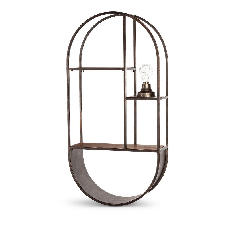 38" Soloman Wooden Shelf with Metal Brackets Brown - Kate & Laurel All Things Decor