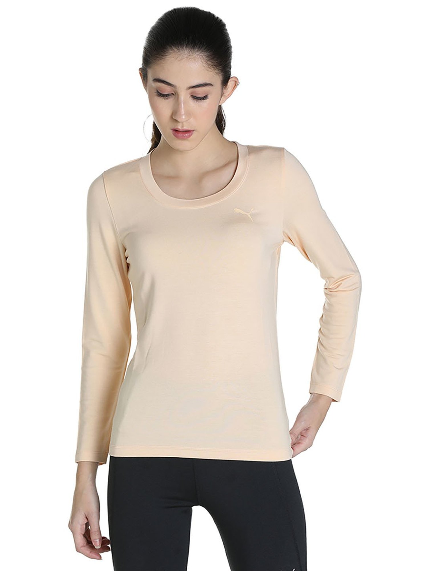 Puma Beige Logo Print Thermal Top