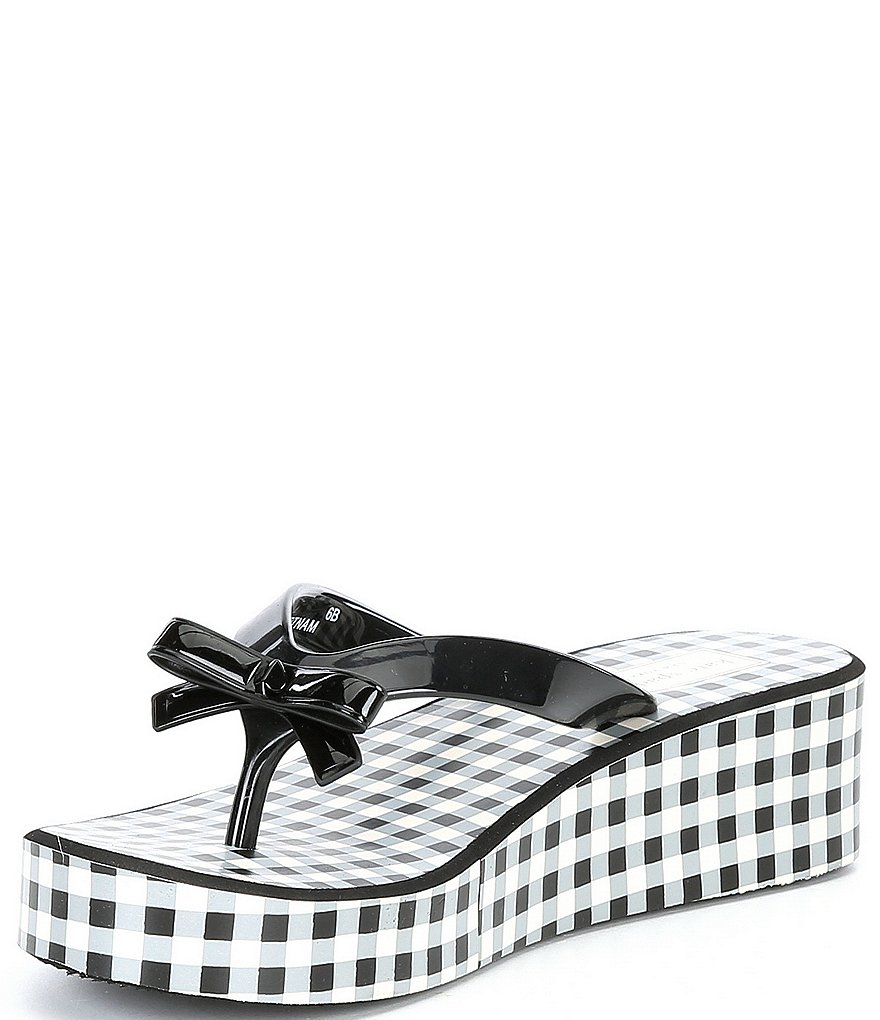 kate spade new york Rina Gingham Print Bow Detail Platform Flip Flops