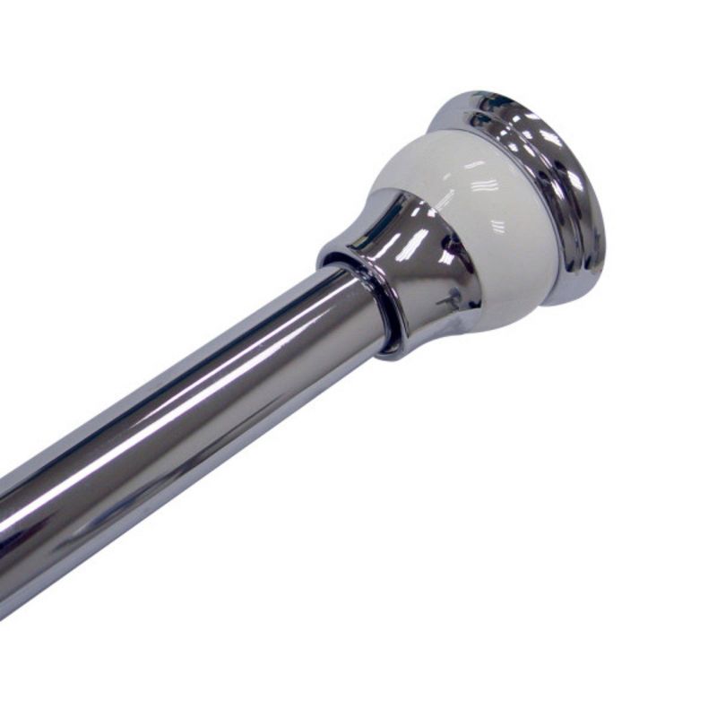 Finial Shower Rod with White End Cap Chrome - Elegant Home Fashions
