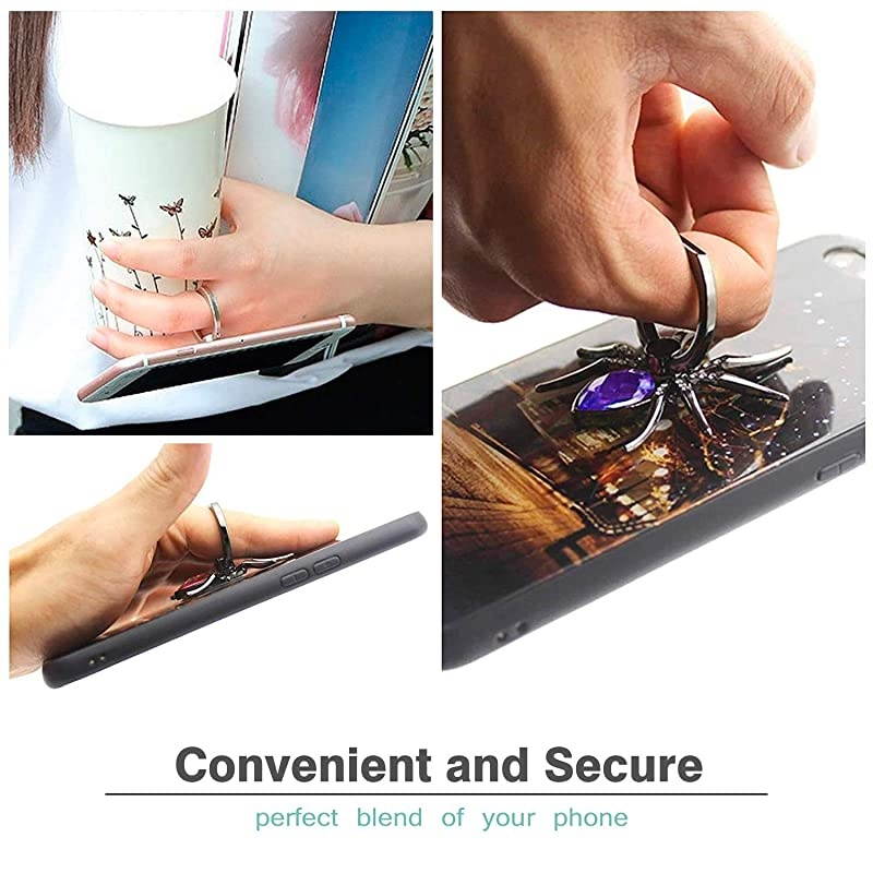 Spider Phone Ring Holder  Animal Sparkle Phone Ring Finger Grip Rhinestone Phone Holder for All Smartphone Purple