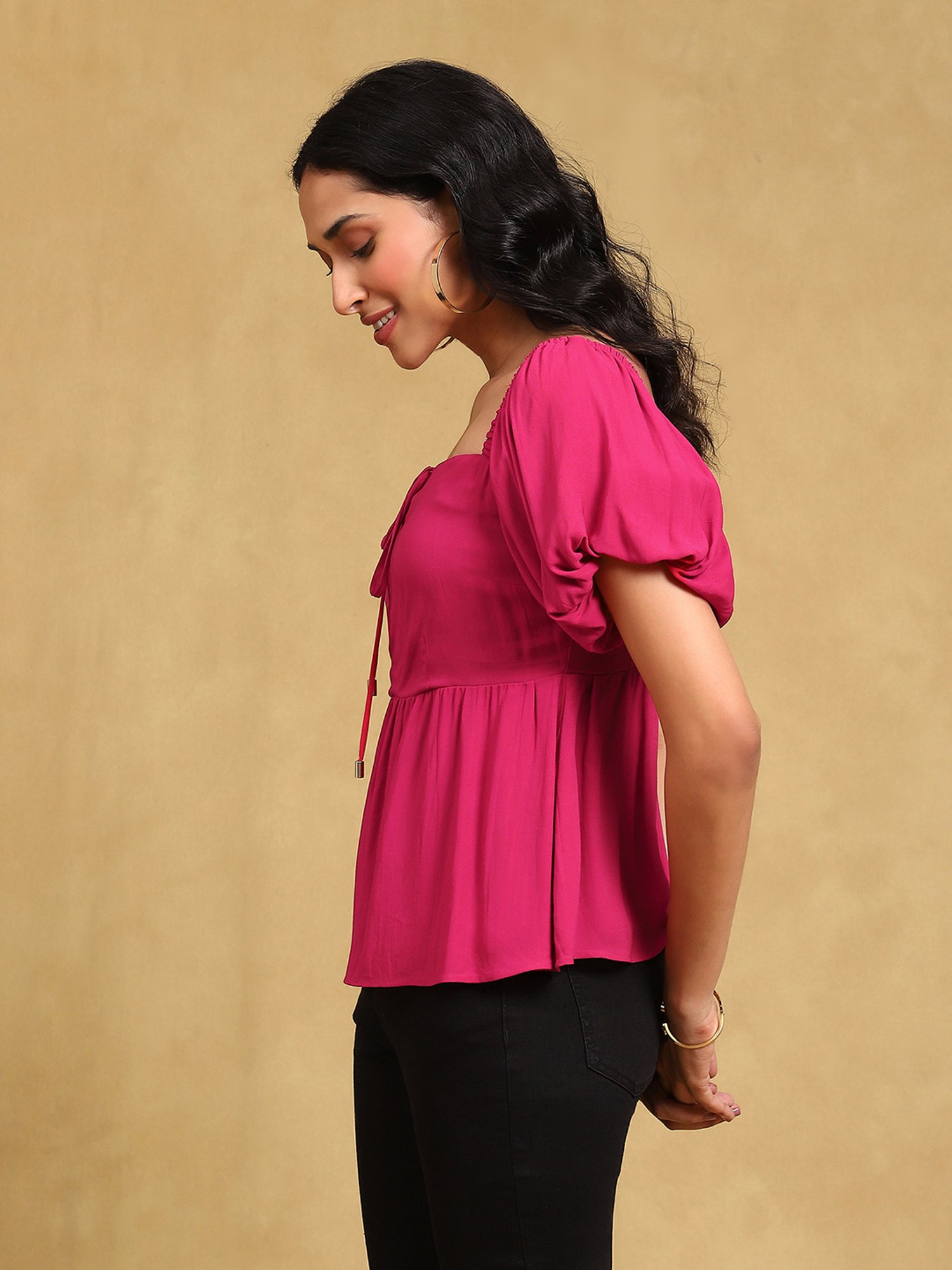 Label Ritu Kumar Pink Regular Fit Top